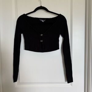 Urban Outfitters Black Long Sleeve Fitted Crop Top
